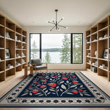 Navy Strawberry Vine Area Rug