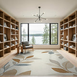 Beige Abstract Leaf Area Rug