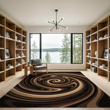Swirling Spiral Brown Area Rug