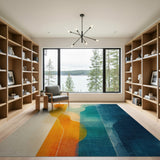 Fluid Orange Teal Wave Abstract Area Rug