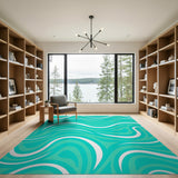 Teal Wave Abstract No. 4 Area Rug