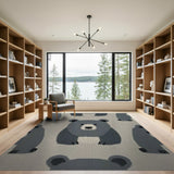 Cute Grey Bear Cartoon Area Rug