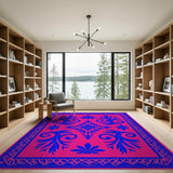 Vibrant Pink Blue Traditional Persian Area Rug