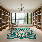 Teal Leaf Arch Floral Area Rug