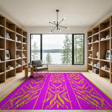 Vibrant Pink Green Heritage Tribal Area Rug