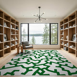 Bold Green Jagged Geometric Area Rug