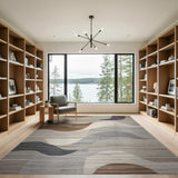 Abstract Wave Layers Beige Area Rug