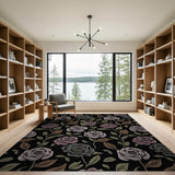 Purple Roses Floral Vintage Area Rug
