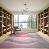 Abstract Area Wavy Pink Grey Abstract Area Rug