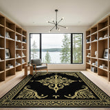 Elegant Black Gold Ornate Persian Area Rug