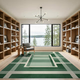 Modern Green Layered Grid Area Rug