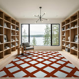 Red White Checkered Geometric Area Rug