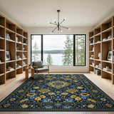 Navy Blue and Gold Traditional Persian Area Rug