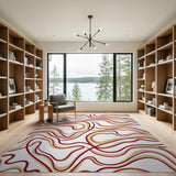 Wavy Red and Tan Abstract Area Rug