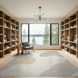 Abstract Beige Grey Organic Shape Area Rug