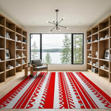 Red Bold Red Zigzag Geometric Area Rug