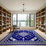 Blue and Teal Navy Blue Persian Geometric Area Rug