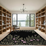 Golden Leaf Pink Blossom Dragonfly Area Rug