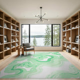 Mint Green Swirl Star Abstract Area Rug