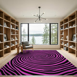 Pink Hypnotic Pink Black Spiral Area Rug