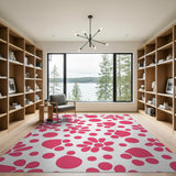 Floral Vintage Whimsical Pink Floral Pattern Area Rug
