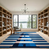 Striped Blue Lighthouse Coastal Area Rug