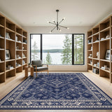 Heritage Tribal Blue and Teal Navy Blue Geometric Tribal Area Rug
