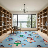Playful Cartoon Snowmen Holiday Area Rug