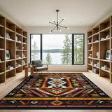 Bold Southwestern Geometric Area Rug Black Red