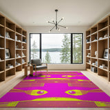 Hot Pink Pixelated Fish Geometric Area Rug
