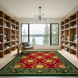Opulent Red Gold Floral Persian Area Rug