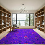 Whimsical Purple Hair Salon Cartoon Rug