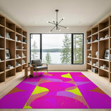 Multi-color and Patterns Vibrant Pink Yellow Geometric Abstract Area Rug