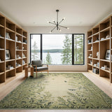 Lush Green Foliage Butterflies Dragonfly Rug