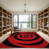 Red Vortex Spiral Area Rug
