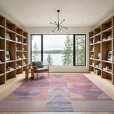 Vibrant Pink Teal Geometric Triangle Rug