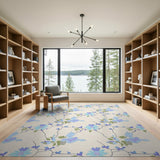 Delicate Blue Iris Floral Area Rug