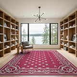 Ornate Pink Persian Rug with Geometric Motifs
