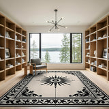 Ornate Black Starburst Persian Area Rug