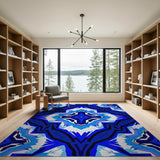 Blue Teal Geometric Modern Geometric Modern Area Rug
