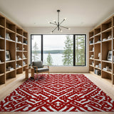 Intricate Red Persian Lattice Area Rug