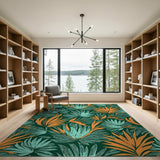 Vibrant Palm Frond Leaf Area Rug