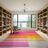 Vibrant Pink-to-Yellow Gradient Stripe Rug