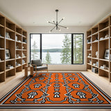 Bold Orange Heritage Tribal Geometric Rug