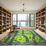 Multi-color and Patterns Cartoon City Streets Kids Play Rug