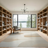 Beige and Neutral Beige Abstract Wave Hills Area Rug