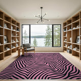 Pink Vibrant Pink Black Zigzag Geometric Area Rug