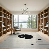 Geometric Black Yin-Yang Beige Area Rug