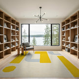 Yellow Bold Yellow Geometric Block Area Rug