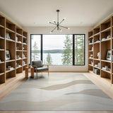 Layered Beige Wave Abstract Area Rug